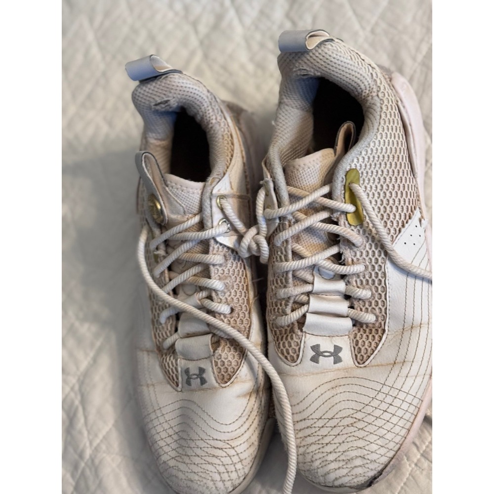 Under Armour Ua Harper 7 Low Elite Tpu White/Gold Men's 9.5 Baseball Cleat View 2
